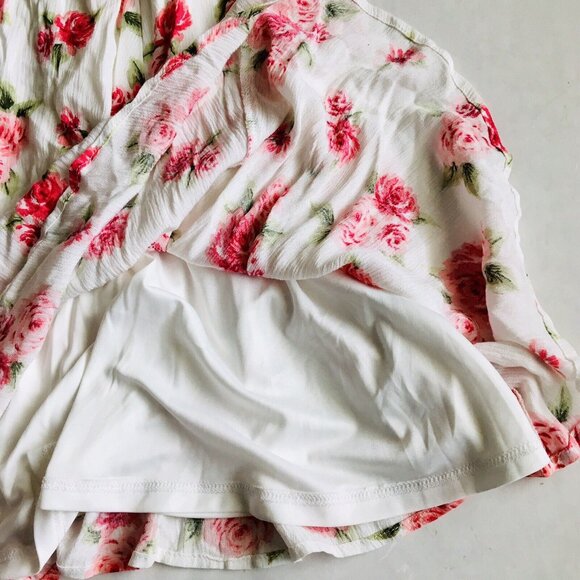 Torrid Off Shoulder Mini Floral Skater Dress Size 14 White Pink‎ - Picture 5 of 10